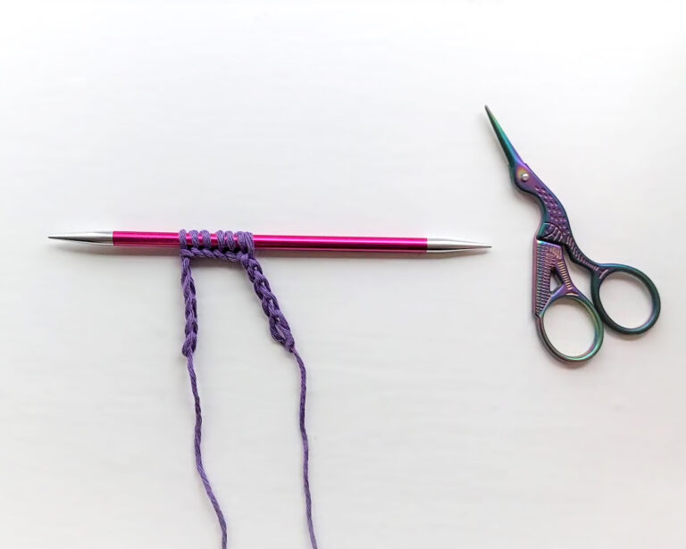stitches cast on using the provisional cast on with a crochet hook method